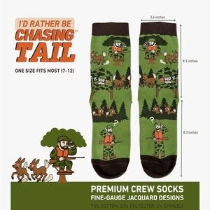 BRAND NEW Funny Men’s Chasing Tail Premium Crew Socks - Green